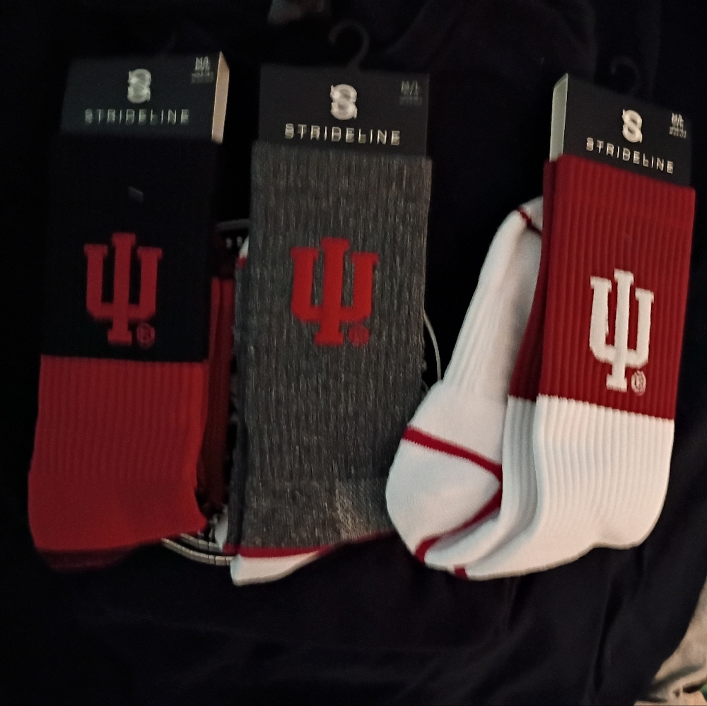 Brand New Stribeline IU Men's Red, Gray, and White Athletic Socks